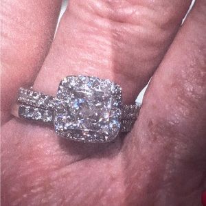 Colorless certified cushion diamond bridal set